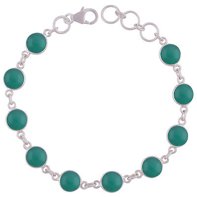 Bracelets en argent 925 de forme ronde en onyx vert
