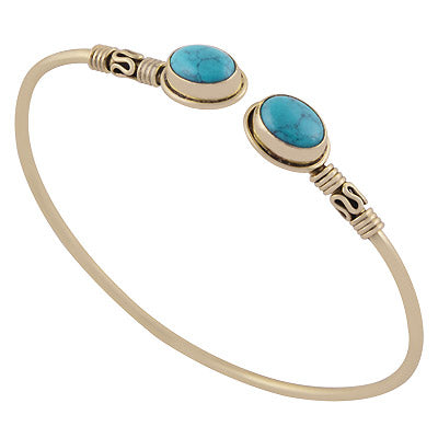 Bracelets en laiton massif de forme ovale - Turquoise